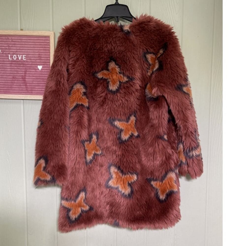 Free People RARE HTF Wrap Me Up Star Faux Fur Fun Jacket Coat Blogger Fav Fall - Picture 6 of 8